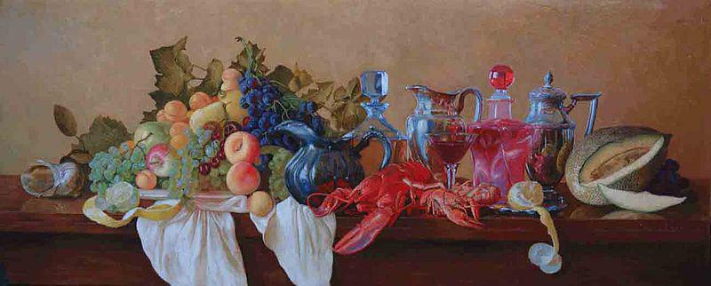 unknow artist Still Life with Lobster. Germany oil painting art
